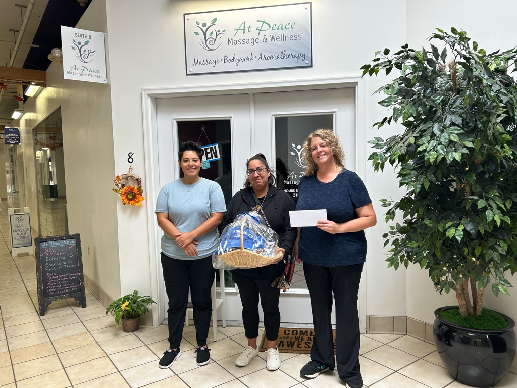 Thank you to Grace for playing & winning The Gallery’s Trivia Game during First Friday! She came in to claim her prize from At Peace Massage & Wellness! Come check us out in November for a chance to win!